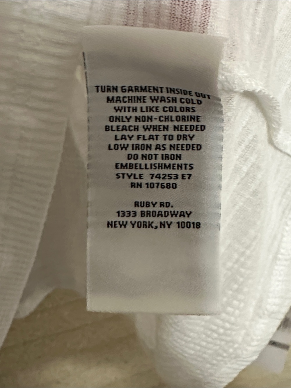 Ruby Rd. White Tunic with Blue Embroidered V-Neck - Picture 7 of 9